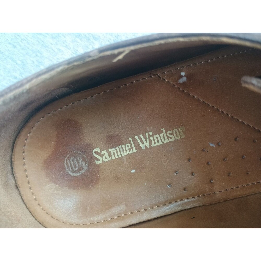 Samuel Windsor‎ Cap Toe Brogue  Shoes Sz 10.5 Brown Leather Lace Up Wingtip - Picture 8 of 8